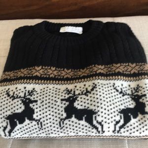Black and Cream Reindeer Sweater